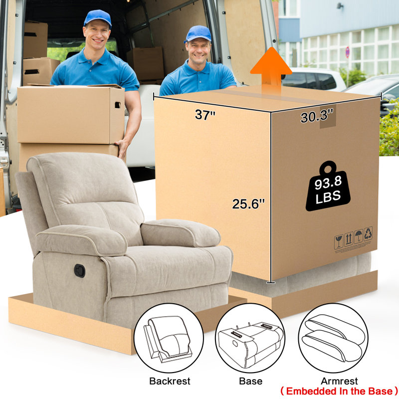 Fauteuil inclinable et oscillant manuel de 35,4 po de largeur, Beige