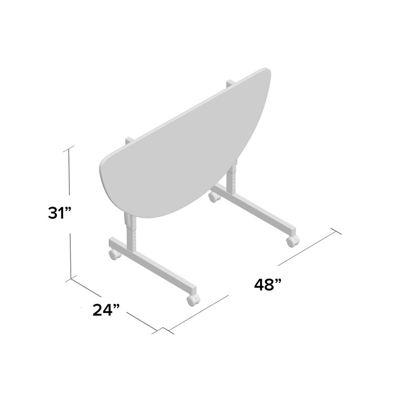 Wawaset Height Adjustable Flip Top 48'' L Modular Training Table with Casters, Gray Granite