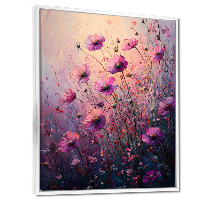 Barry - salon d'art mural floral, H 40 po x l 30 po, Reproduction avec cadre flottant, Blanc