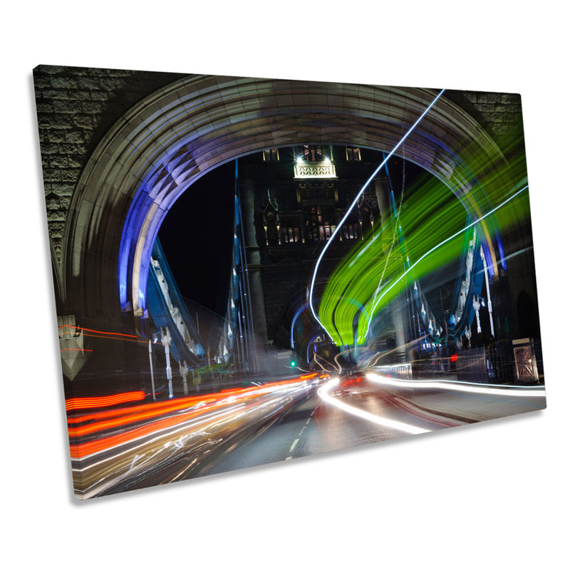 Tower Bridge London Abstract Traffic - Wrapped Canvas Print, 30.5cm H x 45.7cm W x 2cm D
