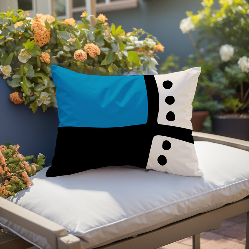 Coussin lombaire réversible intérieur / extérieur Sofi Minimalist, H 14 po x l 20 po, Turquoise