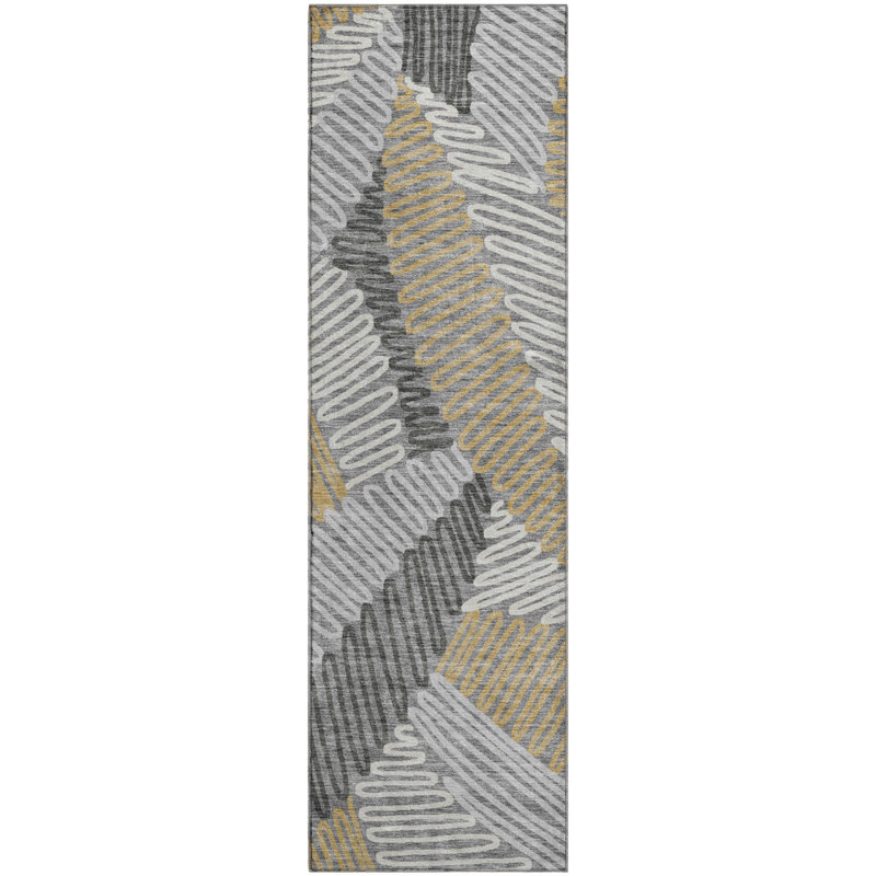 Premium Machine Washable Prisco Gray Rug, Runner 2'3" x 7'6"