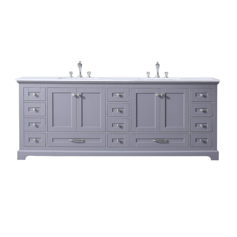 Dukes 84" Dark Grey Double Vanity with White Carrara Marble Top