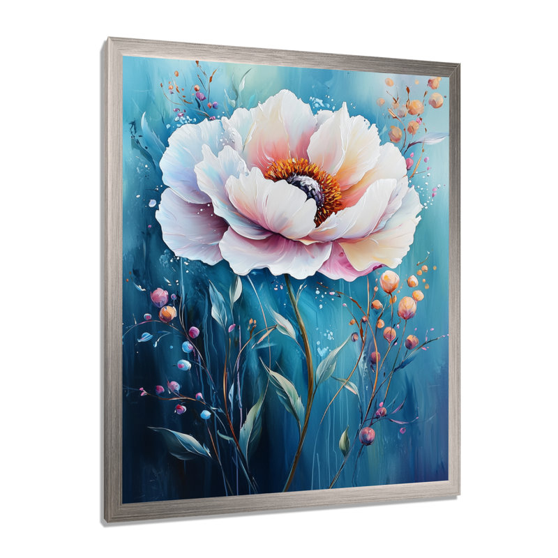Odalis - Art mural abstrait sur toile, Argent argent, H 20 po x l 12 po, Reproduction encadrée d'une seule photo