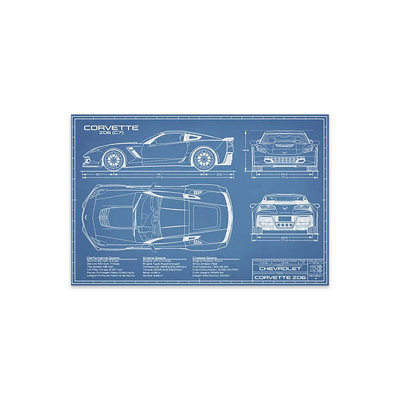 Corvette (C7) Z06, impression de plan sur verre acrylique