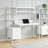 Rectangular Credenza Desk With White Engineered Wood Top And White Metal Base For Home Office