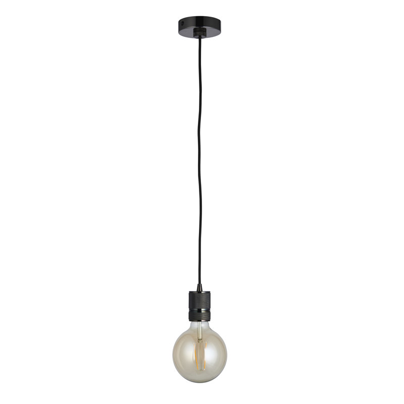 Waddell 1 - Light Bulb Pendant, Modern Black Chrome Metalwork