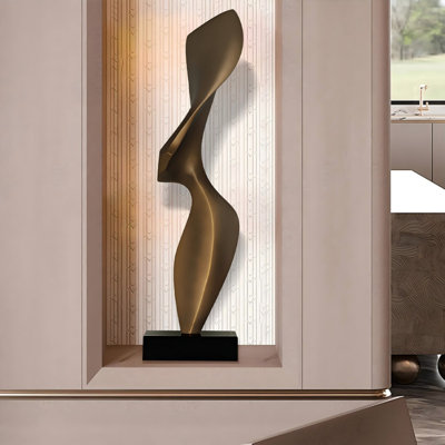 9.45"Luxury-luxurious antique copper-colored floor piece resin sculpture at the entrance