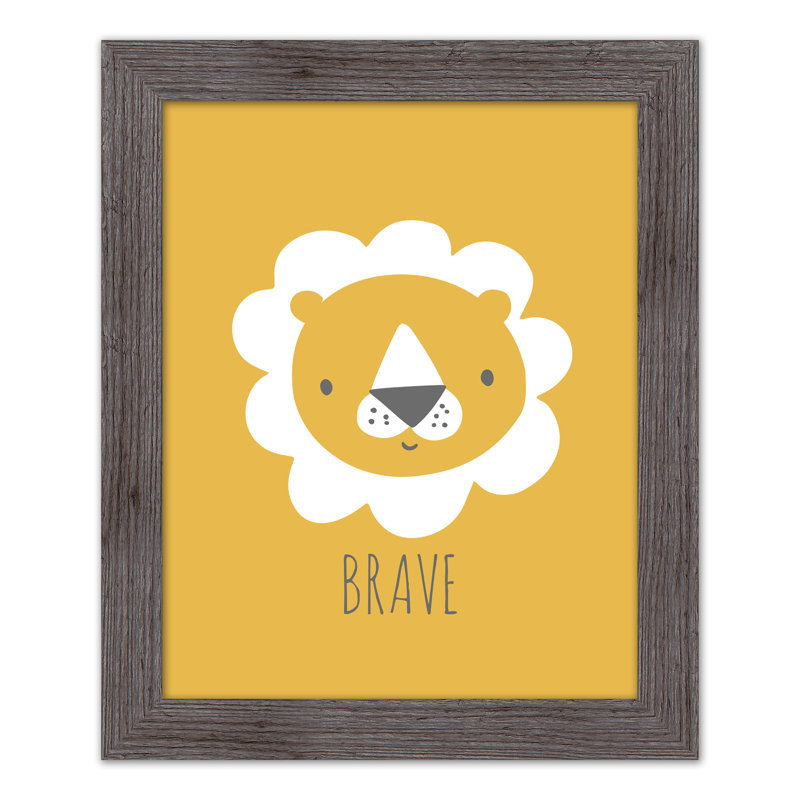 Art encadré courageux, H 20 po x l 16 po x P 0,75 po, Cadre gris