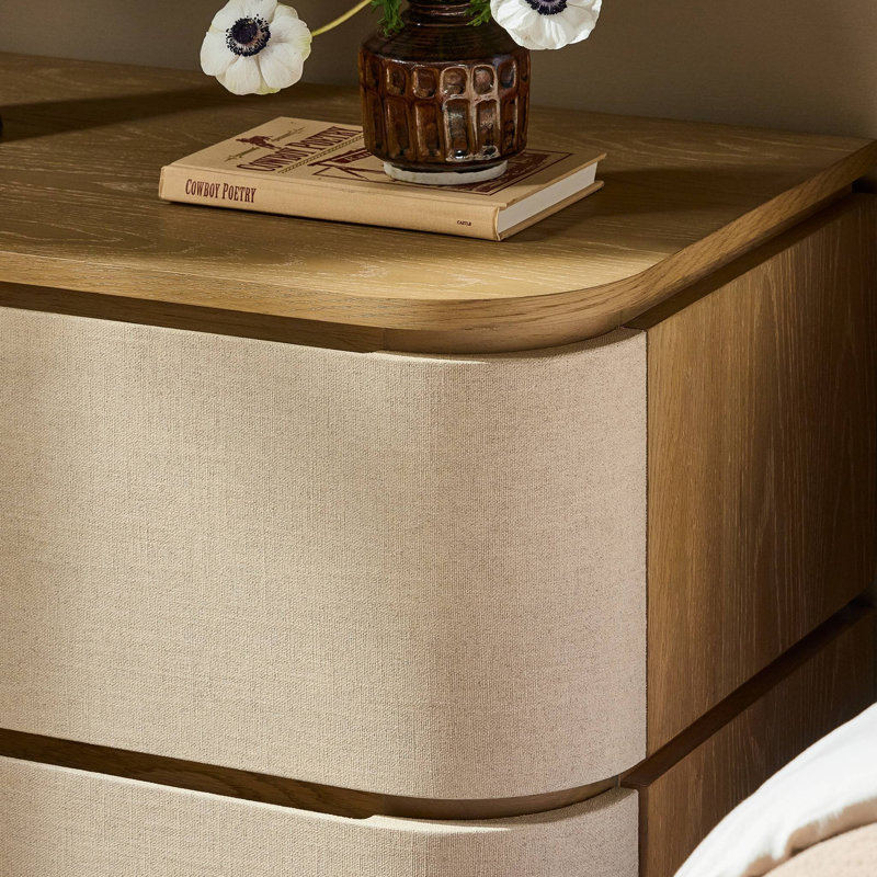 Mariella Nightstand-Beige Painted Linen