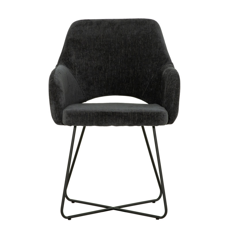  Chaise rembourrée en tissu Giovanni, Noir, noir, noir, noir