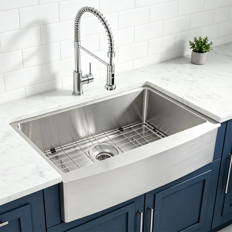Évier de cuisine de ferme en acier inoxydable à simple cuve 24 po x 21 po Topcraft avec accessoires Topcraft