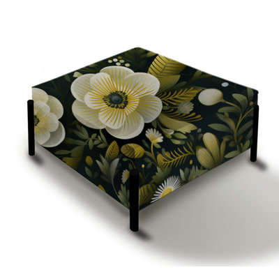 Classic Green Harmony Bouquet - Floral Large Square Ottoman