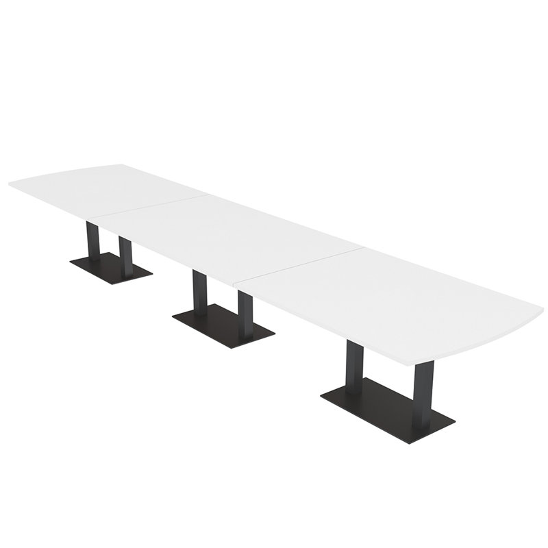 Table de conférence Pavert Arc, Noir mat, Blanc classique, H 30 po x l 216 po x P 48 po