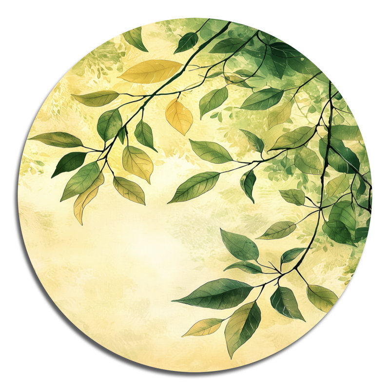 Jozien - Décoration murale ronde en métal à feuilles, H 29 po x l 29 po