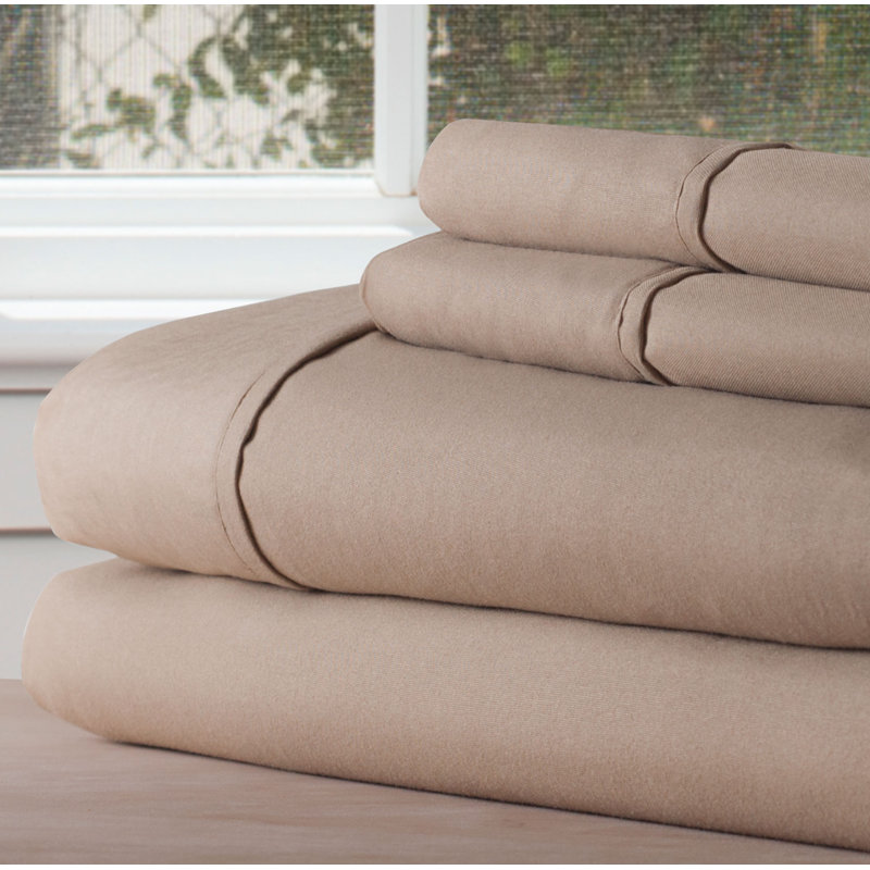 3-Piece Brushed Microfiber Sheet Set - Bedding with Wrinkle and Stain-Resistant Fitted and Flat Sheets Plus Pillowcase by Lavish Home