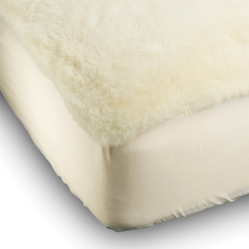 Full Size Ivory Wool Mattress Pad with Temperature Regulation