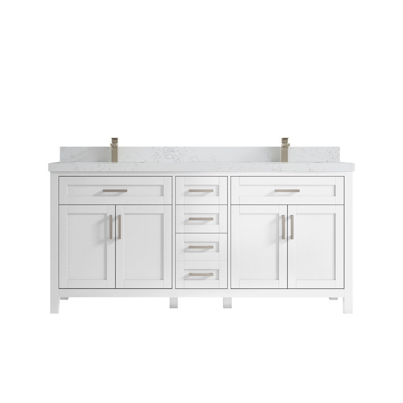 72'' Double Bathroom Vanity with Quartz Top, Empira
