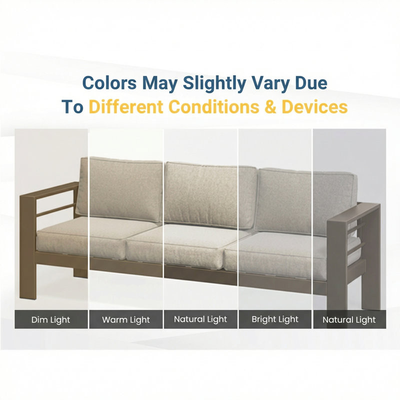 3 Seats Sofa With Patio Coffee Table, Gray Cushion/Light Coffee Frame