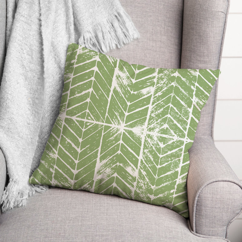  Indoor / Outdoor Geometric Throw Pillow, Green