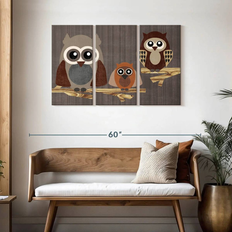 Brampt Three Owls, 28" H x 45" W
