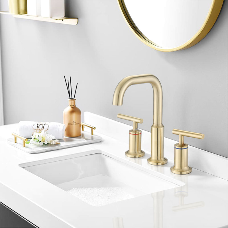 Salle de bain brossée Golden 2, corrosion, preuve de fuite, robinet de lavabo à arche haute avec contrôle précis de la température, installation facile et avec lignes d'alimentation en disques en céramique