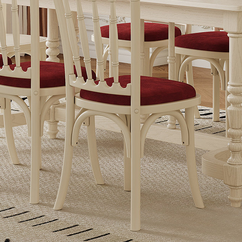 Ensemble de table de salle à manger classique en bois massif de style crémeux, 7, Rouge, 30,7 po H x 55,11 po L x 30,7 po l
