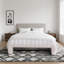 Modern Upholstered Armless Bed Bench, Channel Tufted Couch Daybed Chaise, Ivory Chenille-1045609951