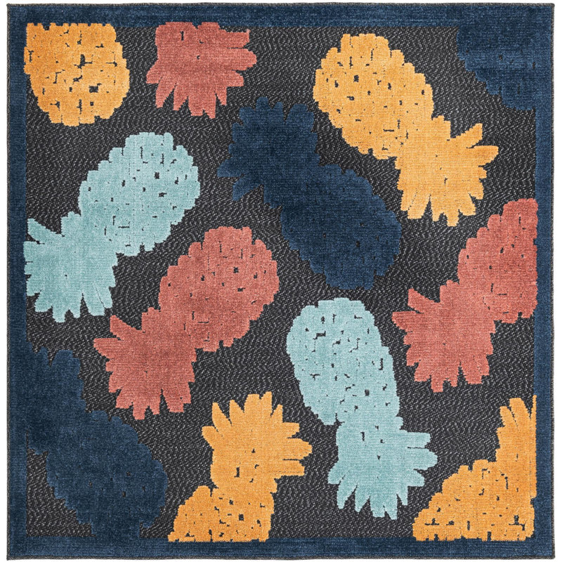 Medfield Indoor/Outdoor Rug Black, Square 5'3"