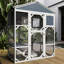 Grey Wooden Outdoor With 2 Napping Boxes, 3 Platforms, Waterproof & Long-Lasting Houses, Large Spacious Secure