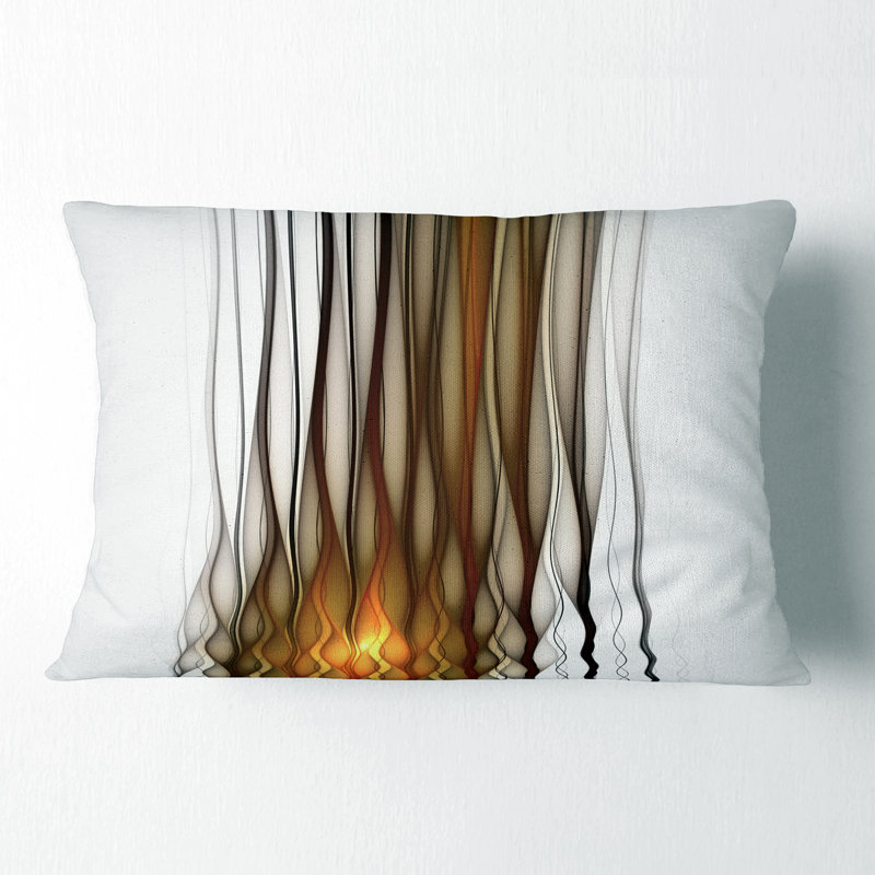 Yellow Fractal Flames Pattern - Abstract Printed Throw Pillow
