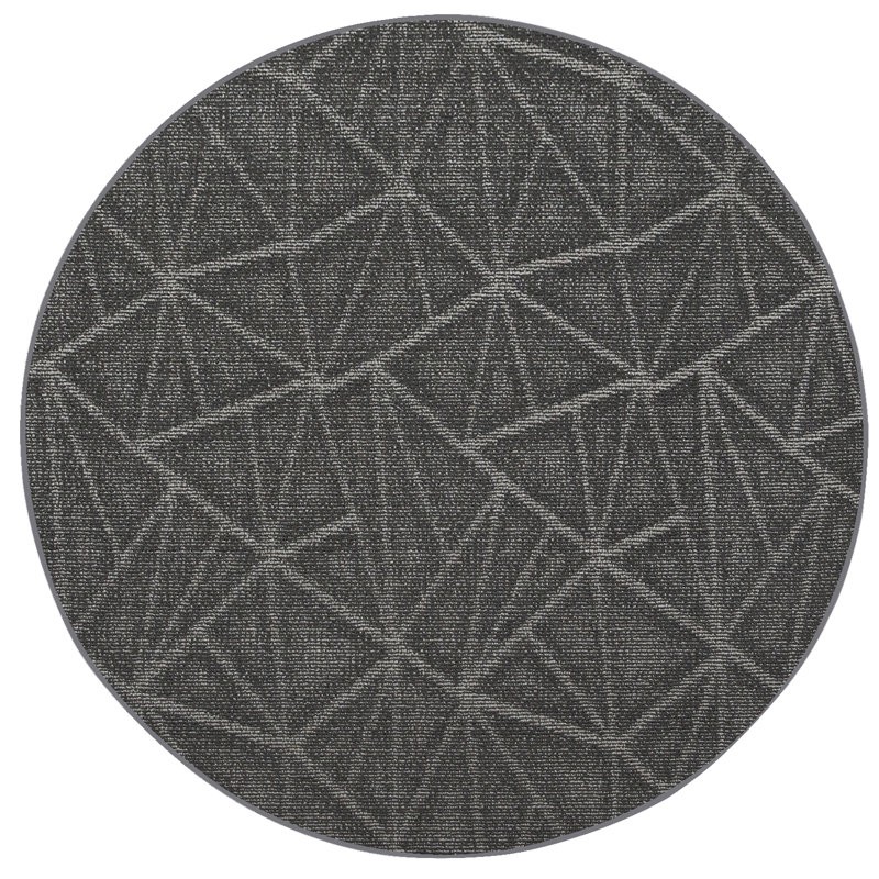 Tapis raffiné à motif raffiné gris, Rond 5 pi