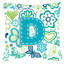 Coussin décoratif intérieur/extérieur bleu-vert bleu papillons letter-14982732-14982733