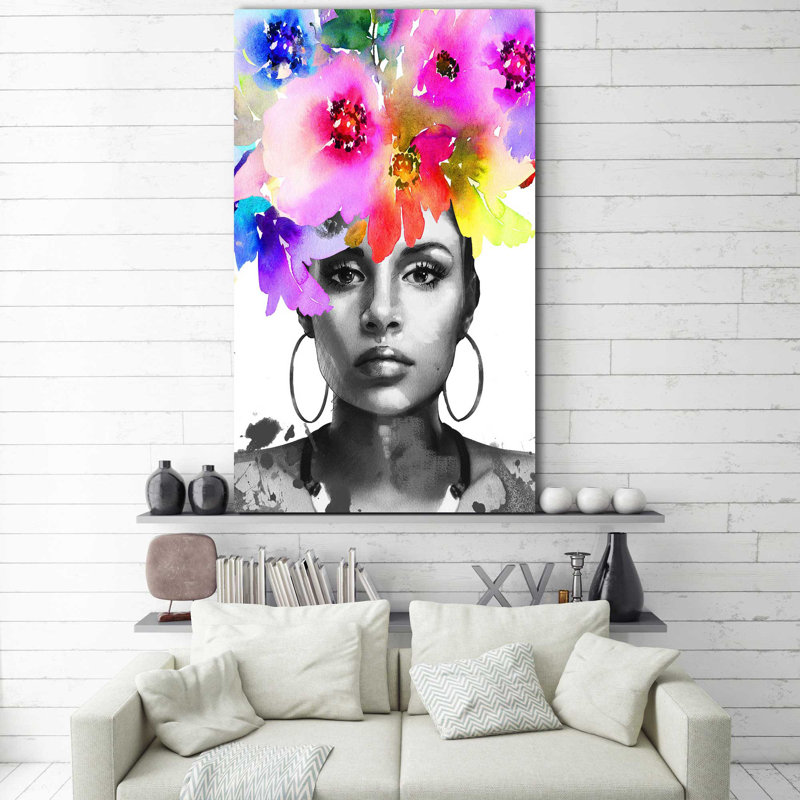 Afrique Model 3 (vertical) - Peinture, Toile tendue, H 30 po x l 18 po x P 1 po