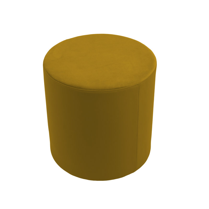 18 inch Round Everyday Two-Texture Microfiber + Vinyl Ottoman, 19 inch Height, Yellow