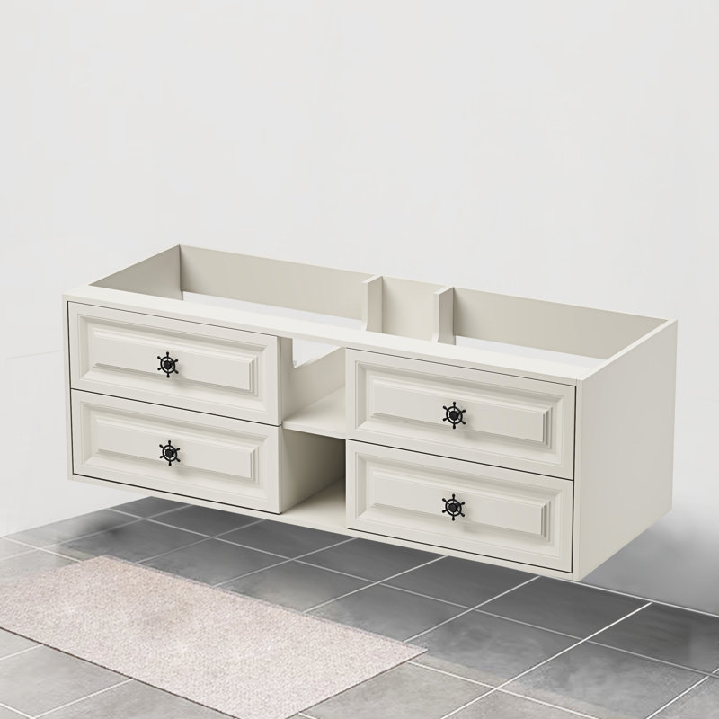 Base de meuble-lavabo flottant 60 po sans plateau, base de meuble-lavabo mural seulement, Kaki