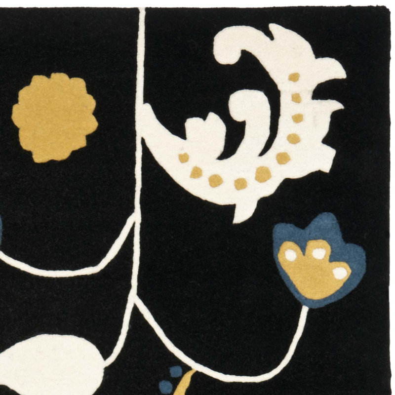 Soho Hand Tufted Wool And Viscose Floral Rug, Square 6'