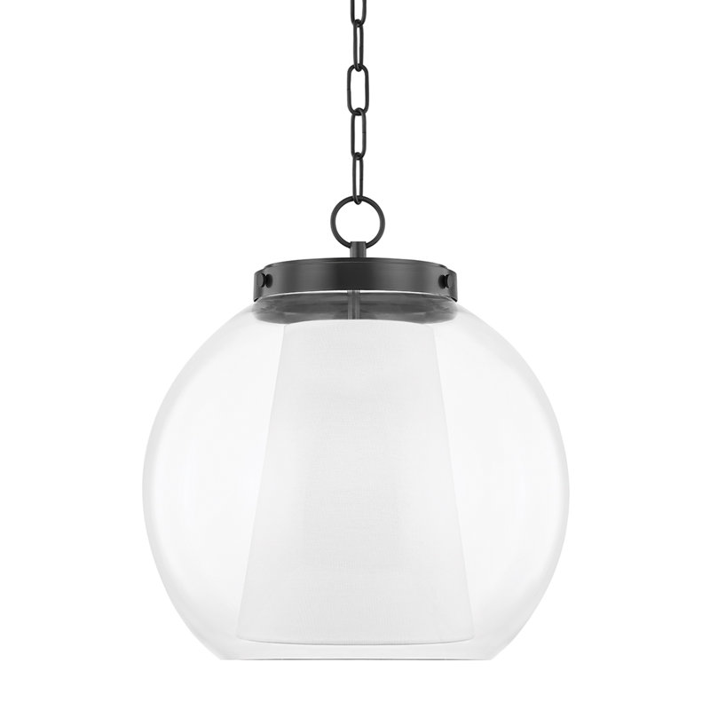 Luminaire suspendu en forme de dôme à 1 lumière Dunwell, Laiton vieilli, H 16,5 po x l 15 po x P 15 po