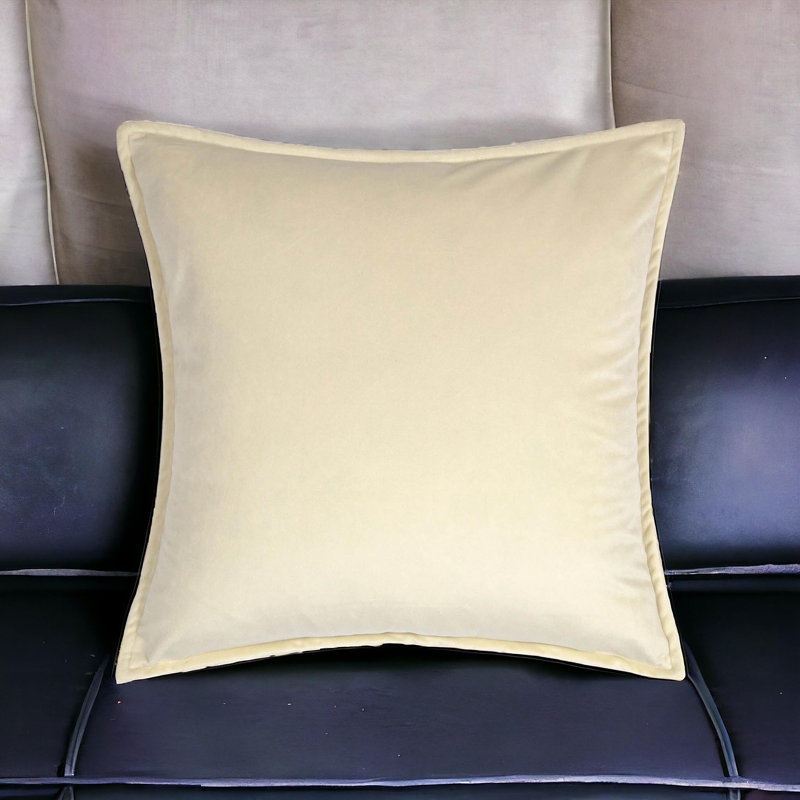 Velvet Pillow Cover, Square 18", Ivory