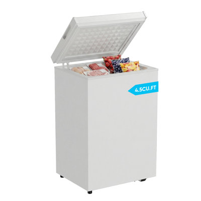 4.5 Cu.ft Compact Chest Freezer, Low-noise Energy-saving Deep Freezer With Adjustable Temp & Removable Basket