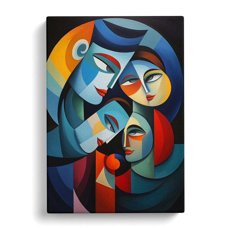 Loving Family Cubism No.2 - Wrapped Canvas Print, 50cm H x 35cm W x 3cm D
