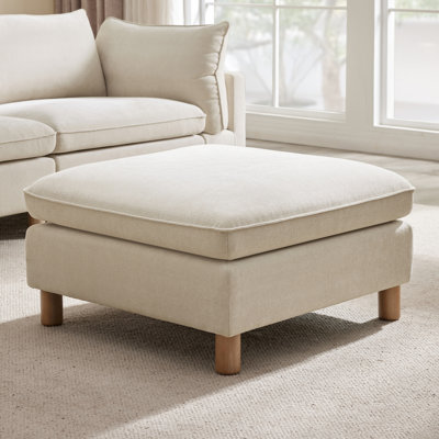 Solena 34.6" W Upholstered Ottoman With Solid Wood Base by Latitude Run