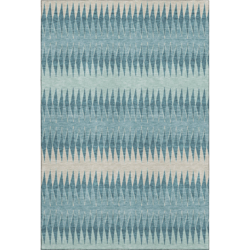 Premium Machine Washable Prisco Teal Rug, Rectangle 2'6" x 3'10"