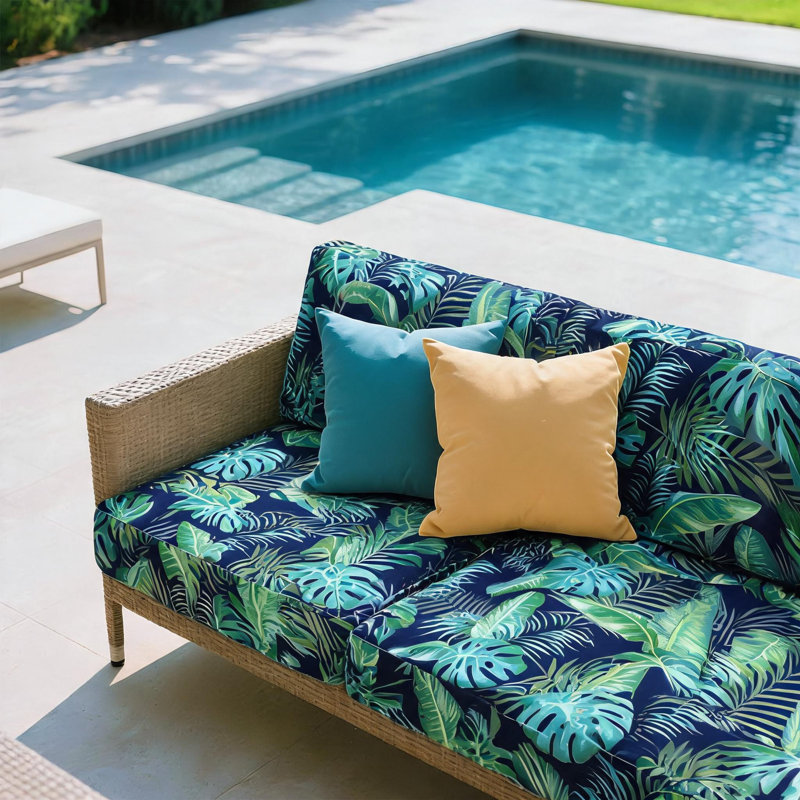 Ensemble de 8 housses de coussin de patio extensibles, protecteurs de coussin de chaise d'extérieur à imprimé floral botanique, housses de siège de meuble à ourlet élastique lavable, feuilles de palmier
