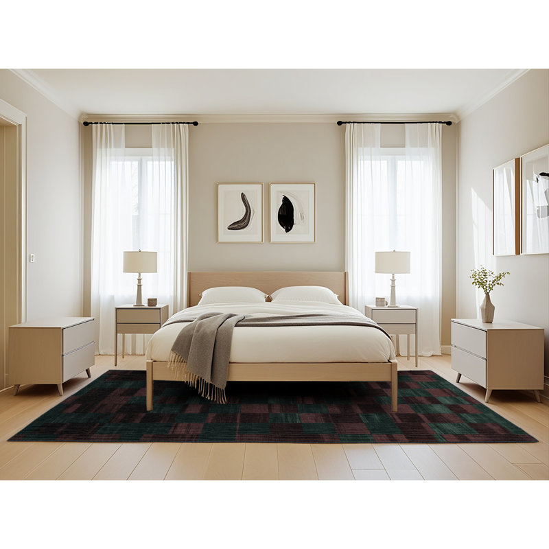 Tapis damier noir lavable à la machine, Rectangle de 5 pi x 8 pi