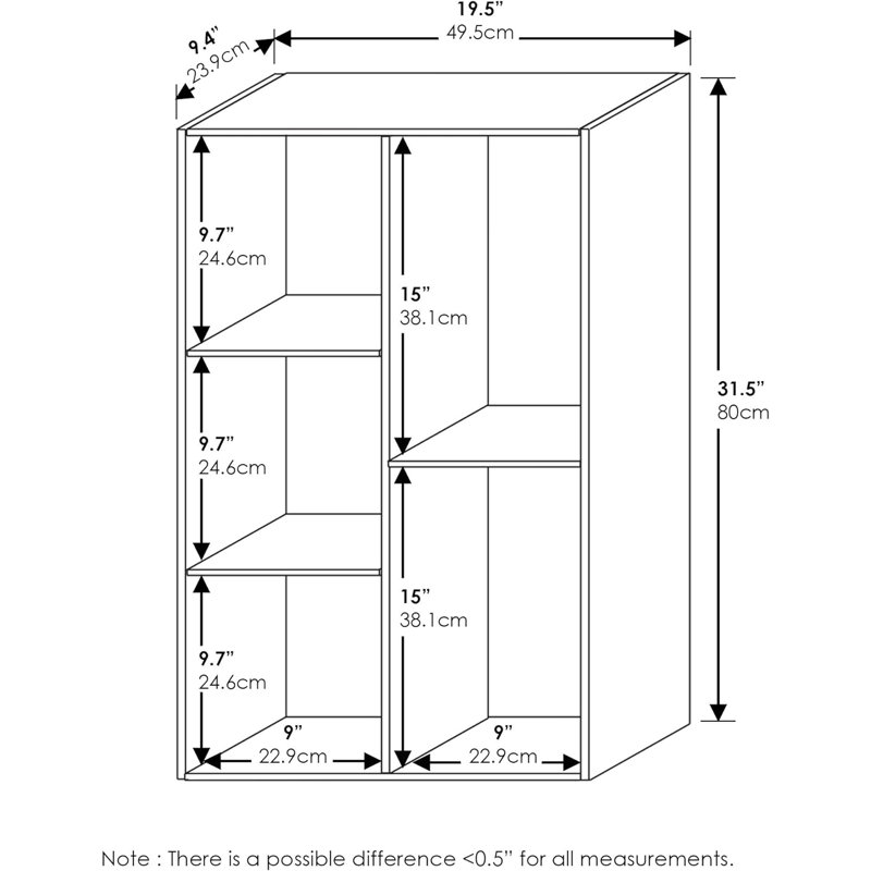 Bibliothèque standard Gonzales, (5 tablettes) H 31,5 po x l 19,5 po x P 9,4 po, Blanc / bleu clair