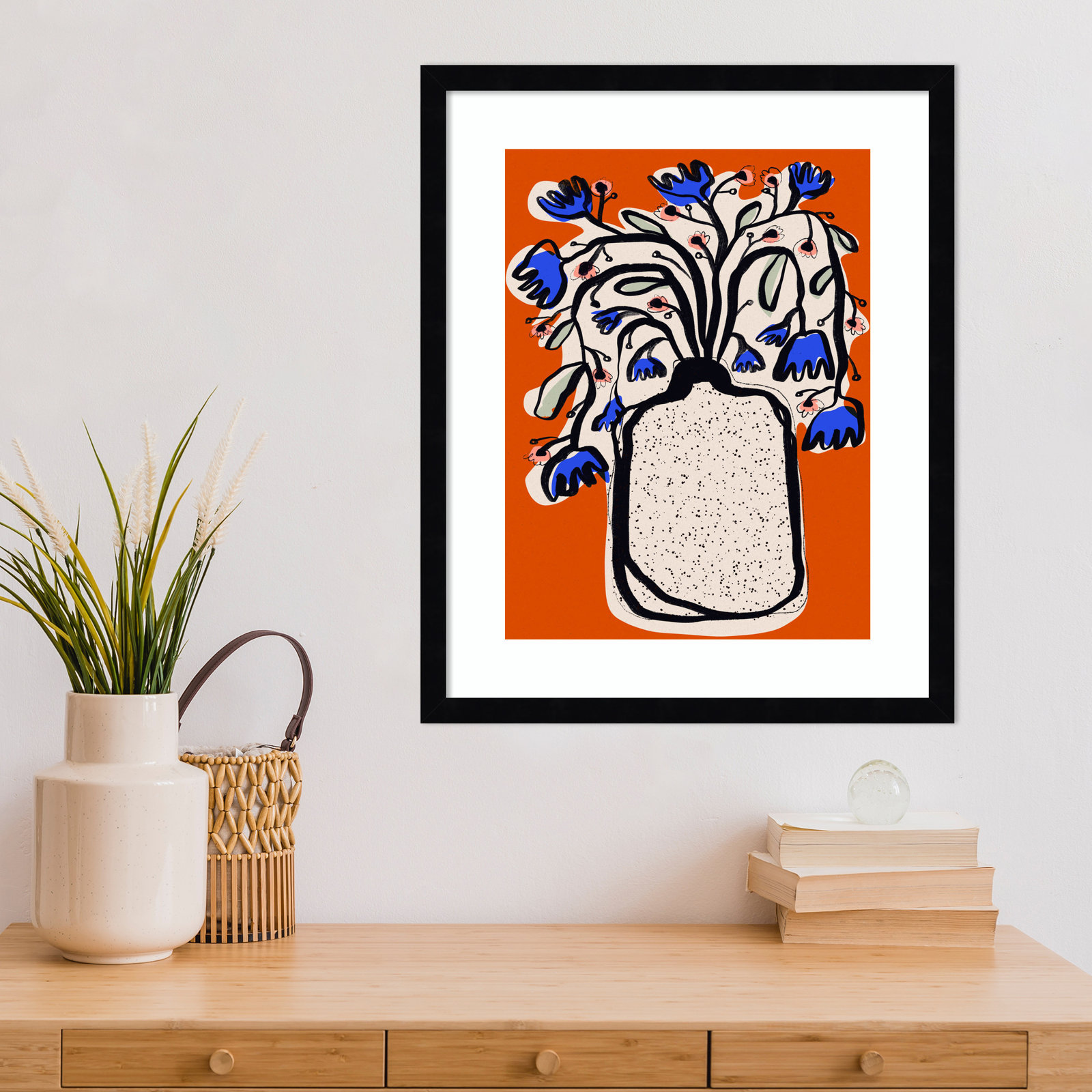 Galya "Lovely Flower Bouquet" Print, Black, 21" H x 17" W