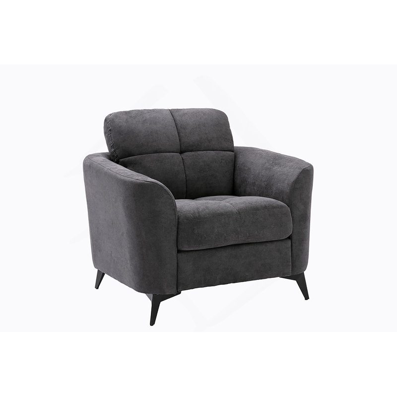 Chaise l 39 po en tissu gris, Noir