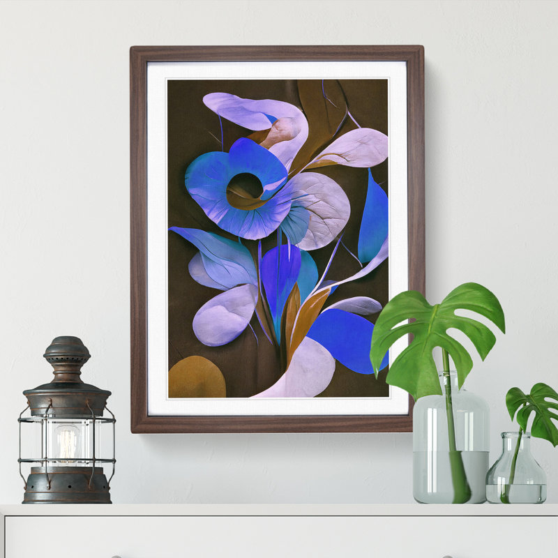 Floral In Abstract No.1 1 Piece Single Picture Frame Wall Art, 46cm H x 34cm W, Walnut