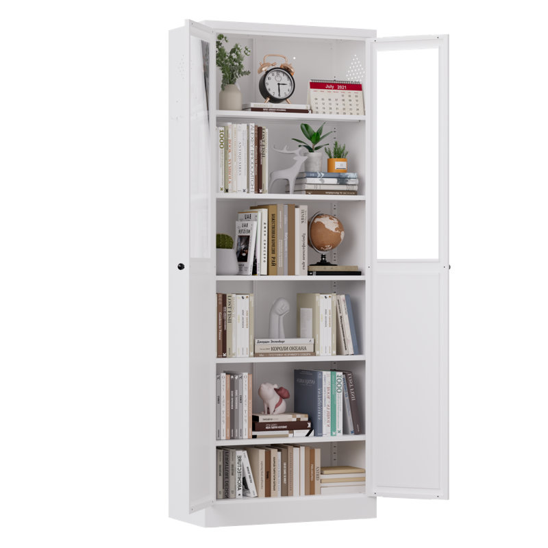 Armoire de cuisine 72 po en métal avec portes et tablettes, grand organisateur de rangement réglable robuste, armoire autoportante sans outil pour le salon, la salle de bain, blanc